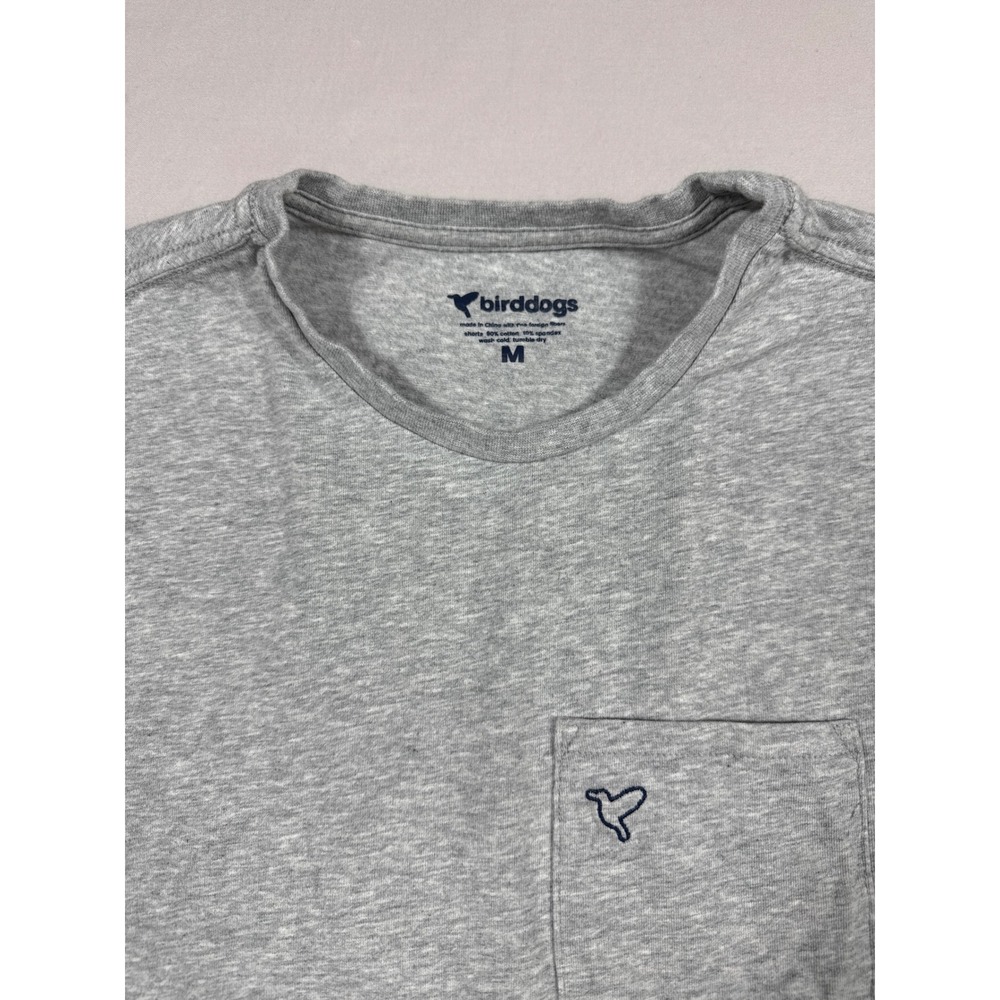 Birddogs Mens Heather Grey Pocket T-Shirt Short Sleeve Cotton Blend Size M - Picture 2 of 3